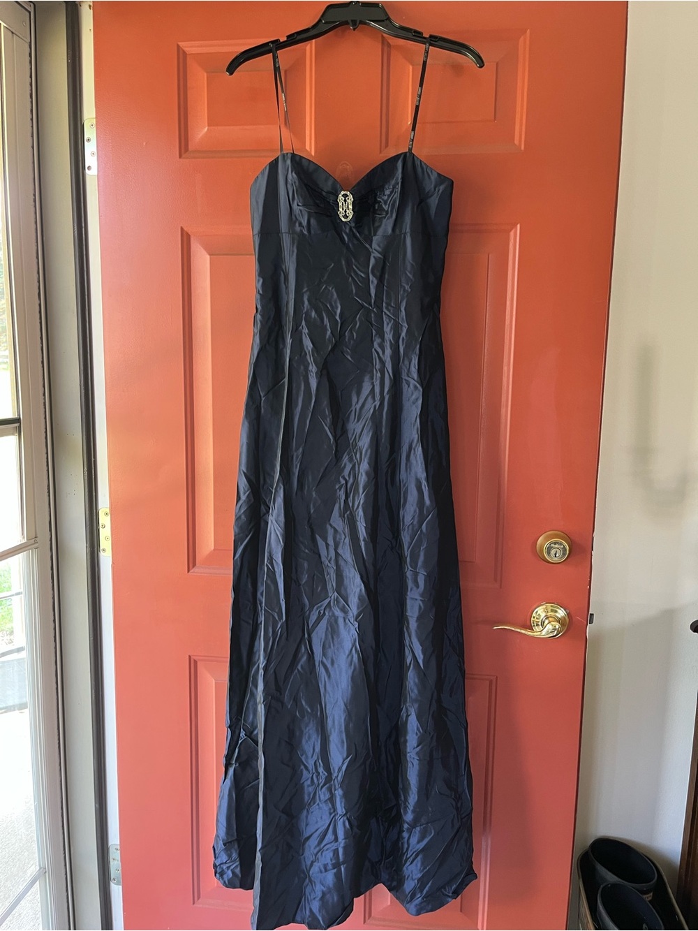 Laundry By Shelli Segal Navy Strapless Evening Gown with Jewel Detail